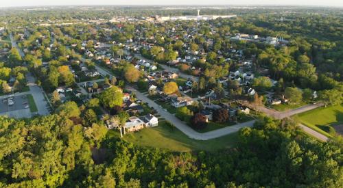 Neighborhood aerial with trees