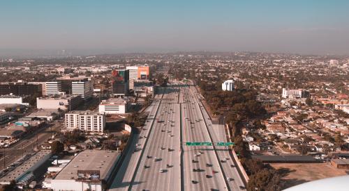 Aerial view of highway in Los Angeles