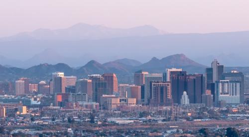 Distant view of downtown Phoenix metro area