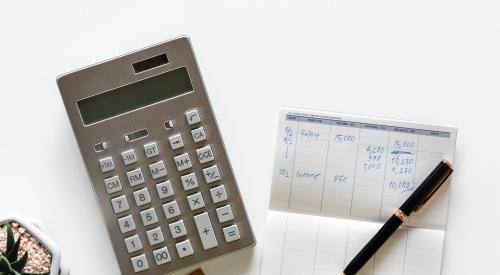 Checkbook with calculator and money