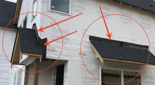 Construction defect that allows water intrusion
