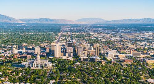 Aerial view of Salt Lake City metro, which is attracting Gen Z