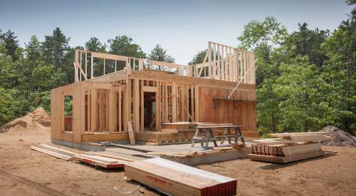 Wood-framed single-family house under construction