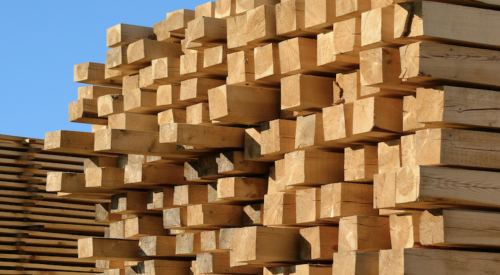  Stack of lumber in lumberyard
