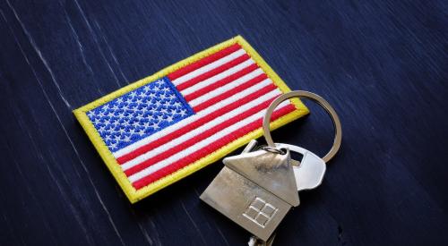 American flag patch and house keys