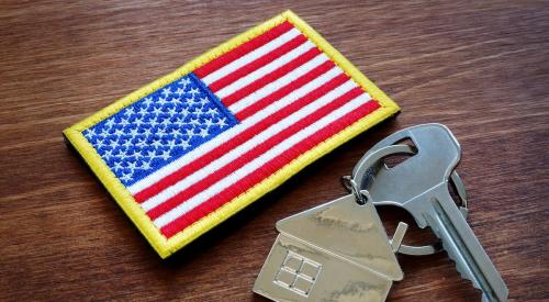 House keys next to American flag patch