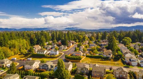 Residential neighborhood aerial view in Washington