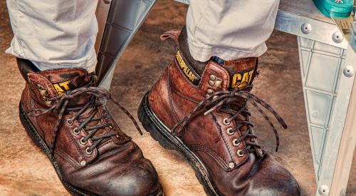 leather construction worker's boots